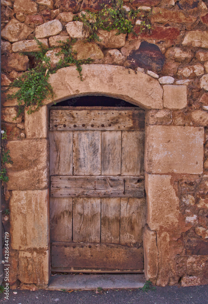 Traditional wooden door in south of France
