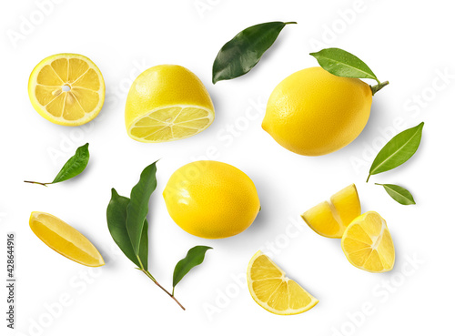 Fresh ripe lemon isolated on white photo