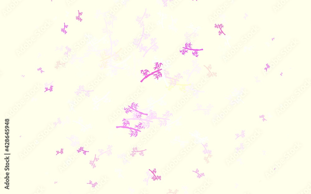 Light Pink, Yellow vector elegant background with branches.