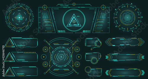 Futuristic HUD Interface Screen Elements. High tech, Sci-fi concept design