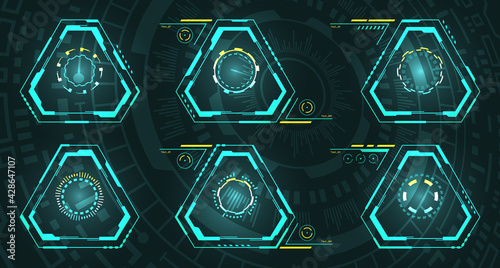 Set Triangle Futuristic Shapes. HUD, Sci-Fi Technology Design