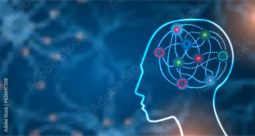 Concept Neural System, Mind, Brain, Think Process. Science Background