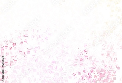 Light Pink, Yellow vector pattern with sharp lines, dots.