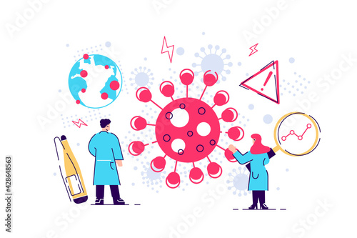 Skilled doctors fighting against coronavirus on white