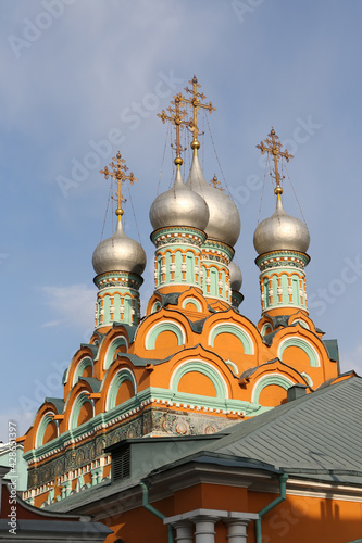 Saint Gregory of Neocaesarea's Church at Derbitsy in Moscow city, Russia. Moscow architectural landmark, monument, sightseeing. Ancient russian religious architecture photo