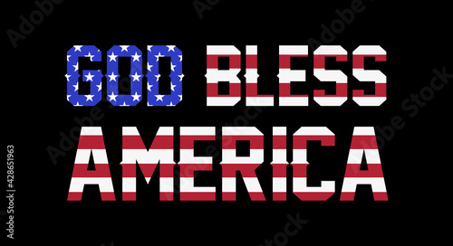 God bless America lettering with american flag. Vector illustration