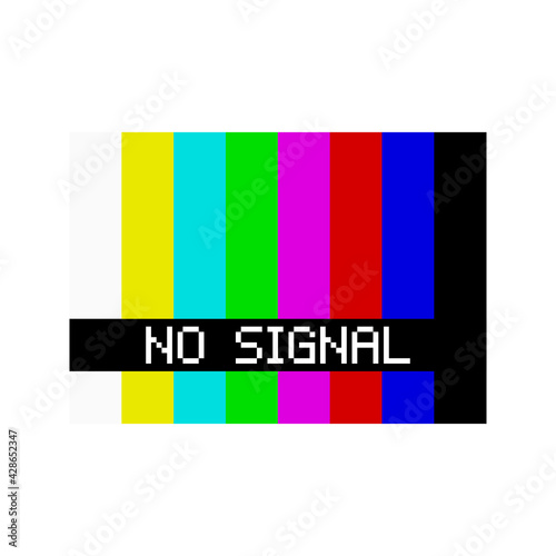 Old TV no signal screen. No signal TV test pattern. Vector illustration