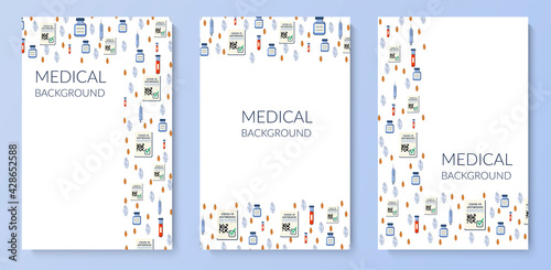 Vaccination medical poster set. New travels after the pandemic. Vaccination passport. Travel permit. Vector