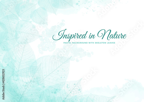 Pastel background with skeleton leaves, inspired by nature.