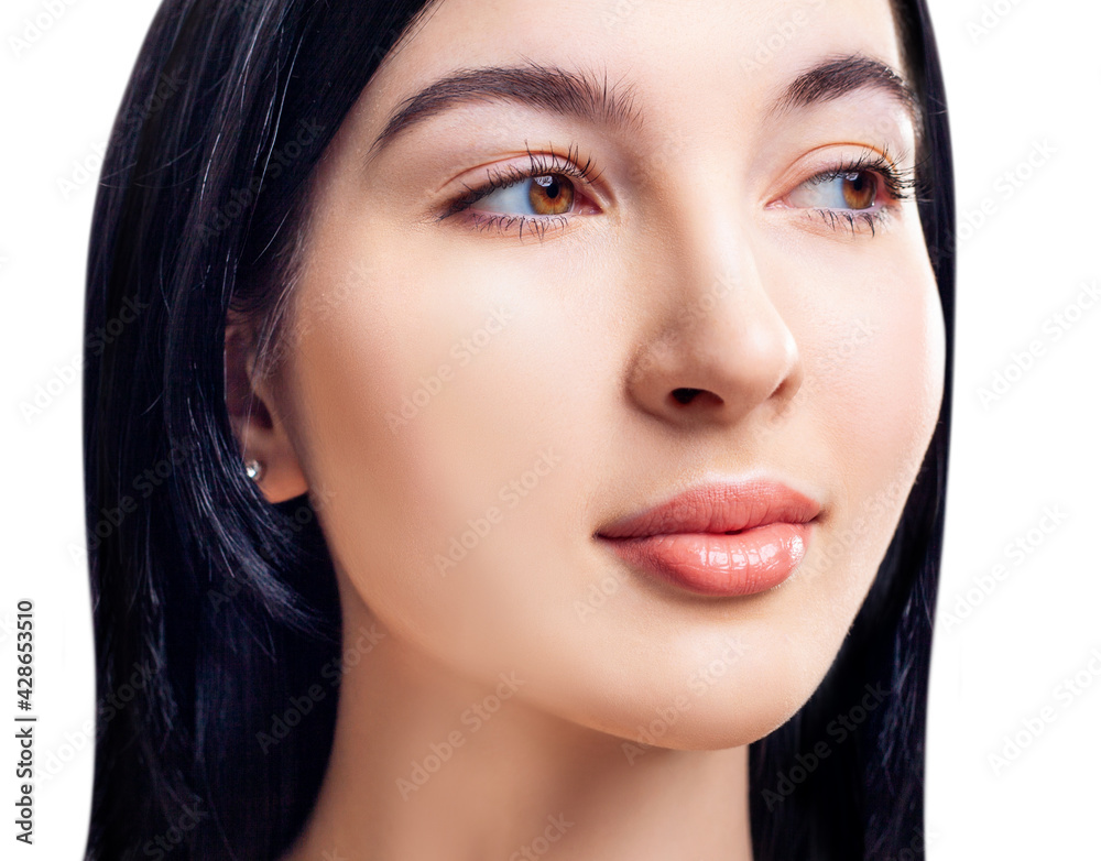 Fototapeta premium Young brunette woman with perfect makeup and skin.
