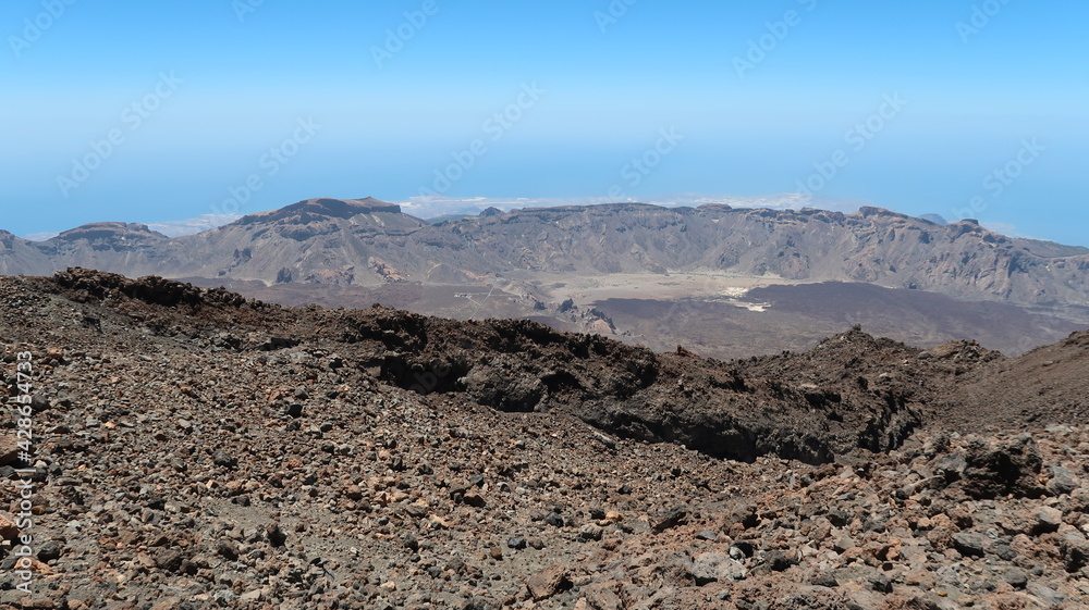 Teide mountain, Tenerife with blue sky on the ground