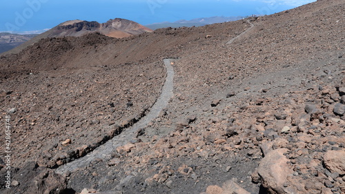 Stony path in Teide mountain, Tenerife, Canary Islands