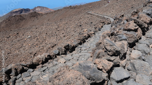 Stony path in Teide mountain, Tenerife, Canary Islands