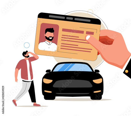 Driving school abstract concept vector illustration set. Driving lessons and instruction, driving license, passing test.