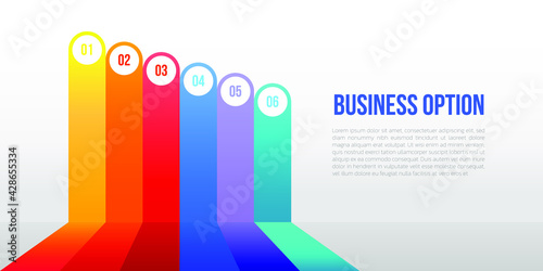 six colorful Graph design for workflow layout, diagram, annual report, web design. Business concept with 6 options