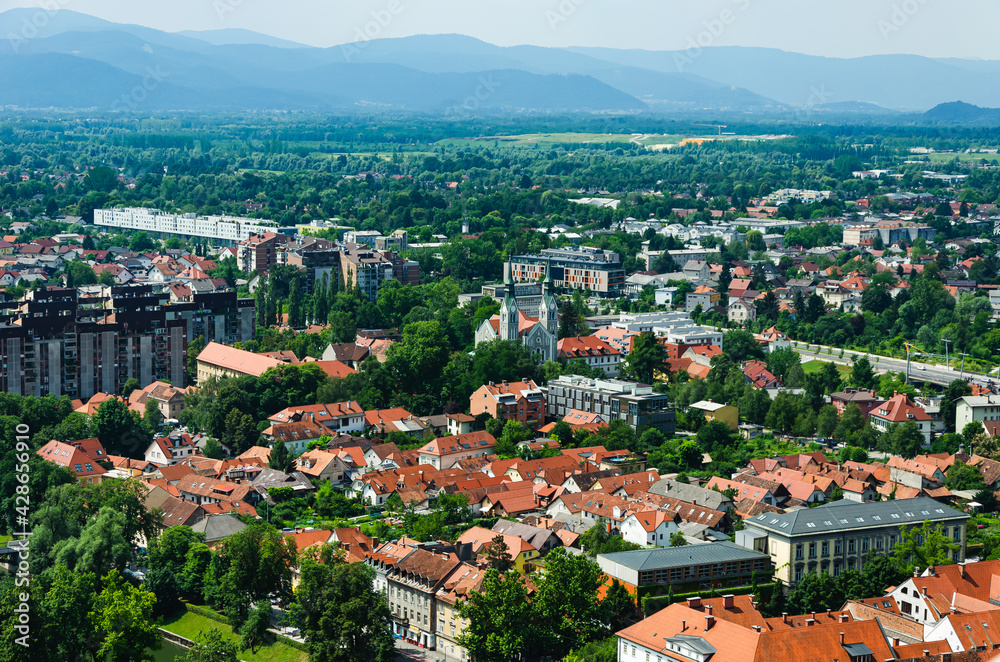 Panoramic view of Ljubljana town, in Slovenia 