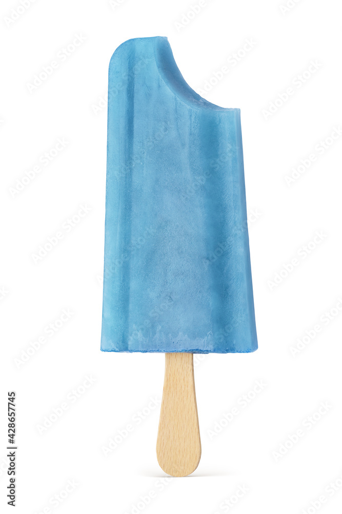 Blue bitten ice cream popsicle isolated on white Blue bitten ice cream popsicle isolated on white