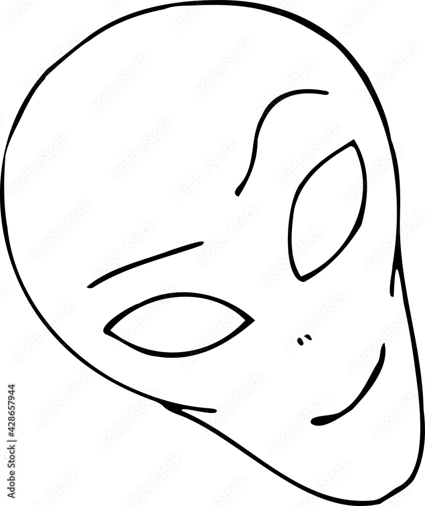Hand draw illustration of a face. Doodle abstract. Alien face