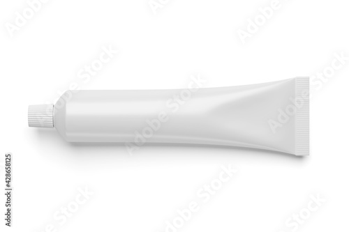 Cuadro en lienzo Blank white cosmetic tube isolated on white.