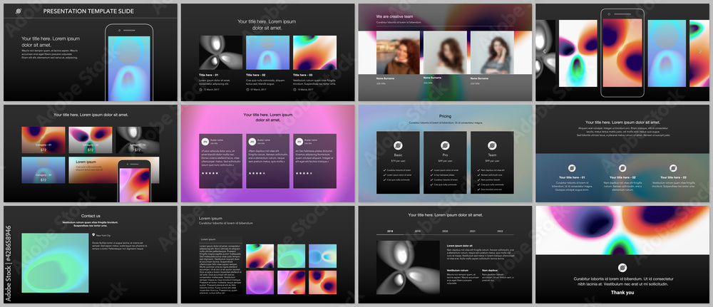 Vector templates for website design, presentations, portfolio. Templates for presentation slides, flyer, leaflet, annual report. Medical design with bright colored gradient pattern in form of cells.