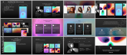 Vector templates for website design, presentations, portfolio. Templates for presentation slides, flyer, leaflet, annual report. Medical design with bright colored gradient pattern in form of cells.