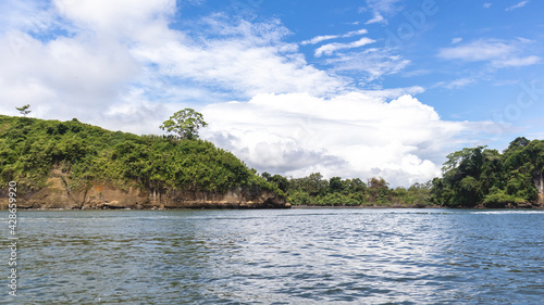 Tropical landscape of the Colombian Pacific, in Tumaco Nariño Colombia. Pacific Ocean.