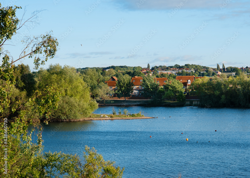 Small English town in Yorkshire on summer beautiful sunny day.