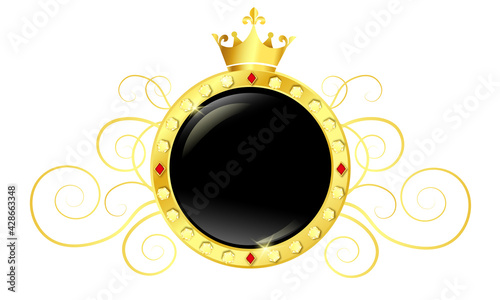 Ornamental golden frame with crown 