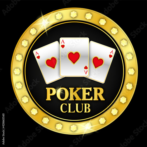 Poker club emblem with playing cards