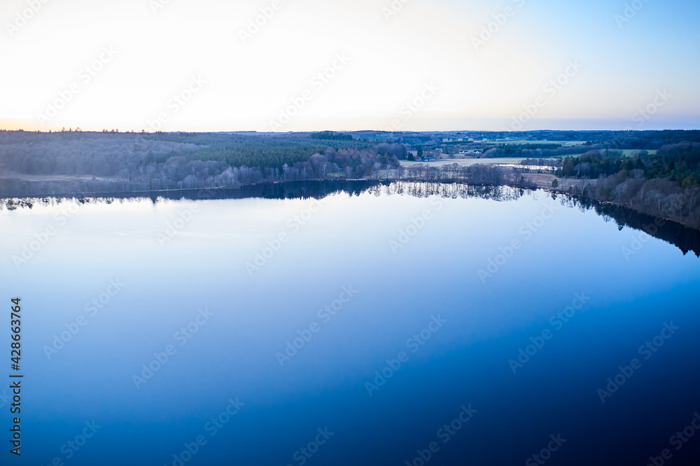 Fototapeta premium View of blue lake Sunset