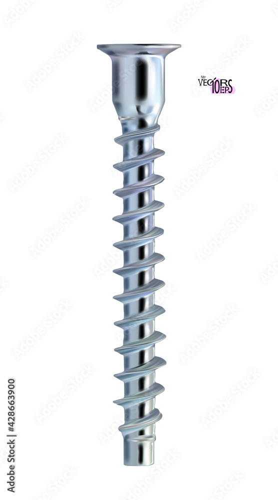 Realistic, furniture self-tapping screw isolated on white background. Confirmat. Euro screw for assembling furniture. Vector illustration. Realistic, furniture self-tapping screw isolated on white background. Confirmat. Euro screw for assembling furniture. Vector illustration.