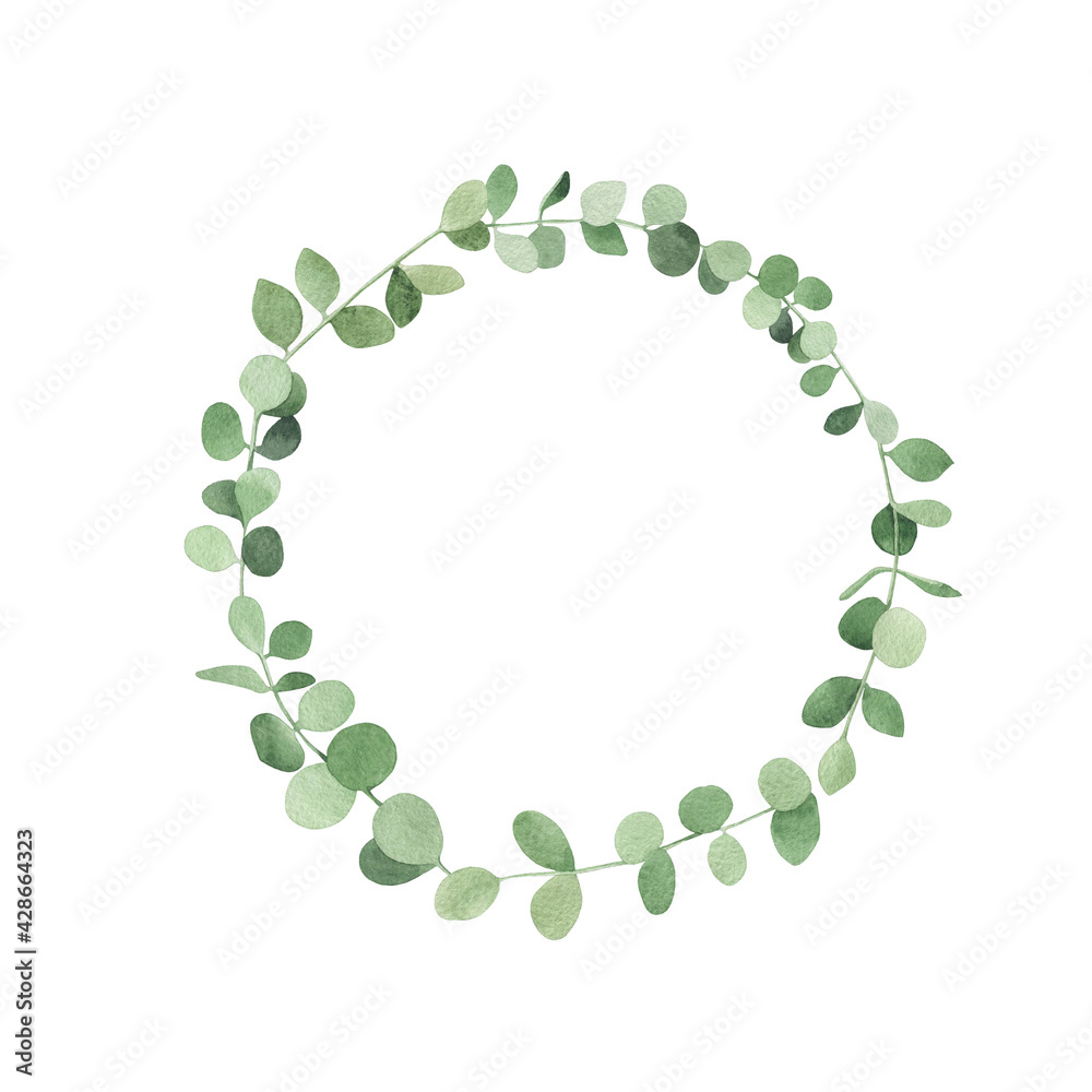 Wreath with watercolor succulents peperomia green plant Wreath with watercolor succulents peperomia green plant