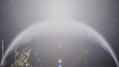 Earth and sunrise from space created with resources from NASA