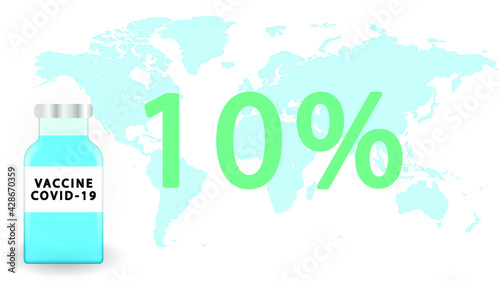 10 percent of vaccinated population.VACCINATION STATISTICS.world map with vaccination statistics.Covid-19 vaccine infographic.Coronavirus vaccination statistics in the World.Vaccine in the world.