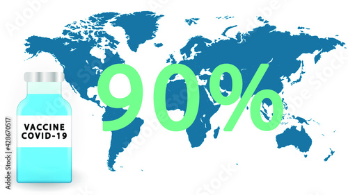 90 percent of vaccinated population.VACCINATION STATISTICS.world map with vaccination statistics.Covid-19 vaccine infographic.Coronavirus vaccination statistics in the World.Vaccine in the world.