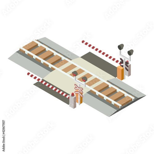 Railway cross road barrier icon. Isometric of Railway cross road barrier vector icon for web design isolated on white background