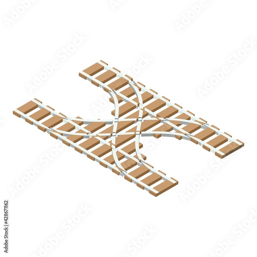 Railway intersection icon. Isometric of Railway intersection vector icon for web design isolated on white background