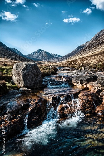 river in the mountains Scotland landscapes