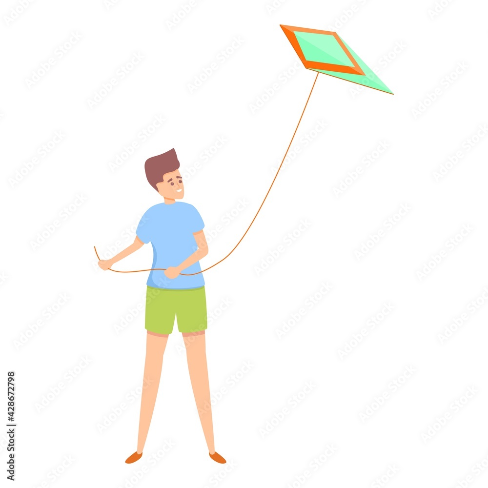 Flying playing kite icon. Cartoon of Flying playing kite vector icon for web design isolated on white background Flying playing kite icon. Cartoon of Flying playing kite vector icon for web design isolated on white background