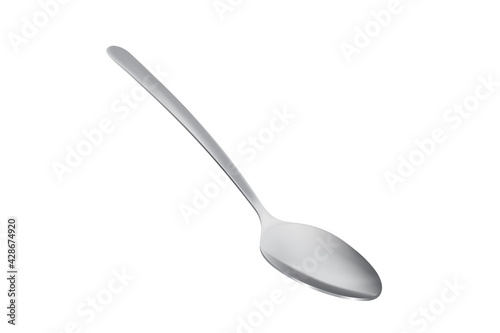 Realistic 3d metal cutlery. Stainless utensil - tea spoon.
