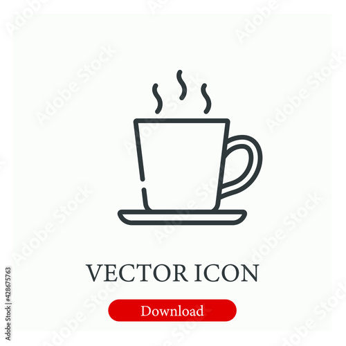 Cup of tea vector icon.  Editable stroke. Linear style sign for use on web design and mobile apps  logo. Symbol illustration. Pixel vector graphics - Vector