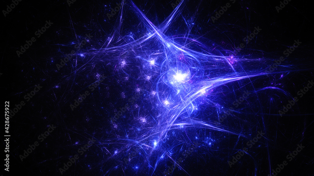 Fototapeta premium Abstract background, smooth multicolored lines on a black background.