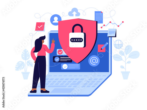Privacy policy concept. Account access, data protection, cloud storage