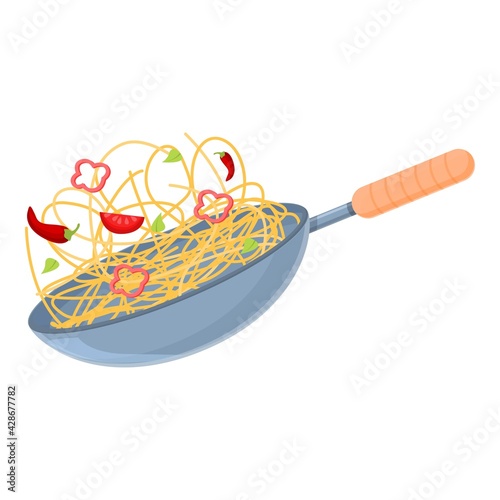 Wok food tomato icon. Cartoon of Wok food tomato vector icon for web design isolated on white background