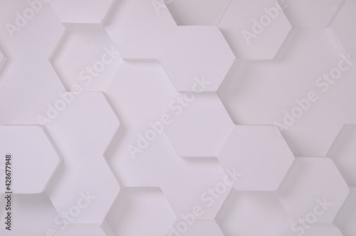 Fototapeta Naklejka Na Ścianę i Meble -  white hexagon composition. White geometric hexagonal abstract background