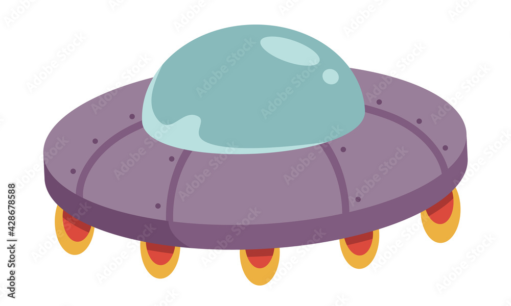Classic flying saucer. UFO spaceship in cartoon style Classic flying saucer. UFO spaceship in cartoon style