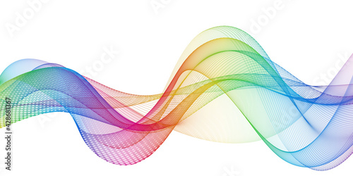 Colorful Sound wave line curve on white background. Element for theme technology futuristic photo