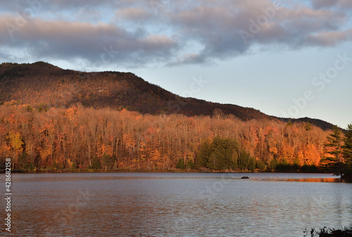 Late fall sunrise on lake side