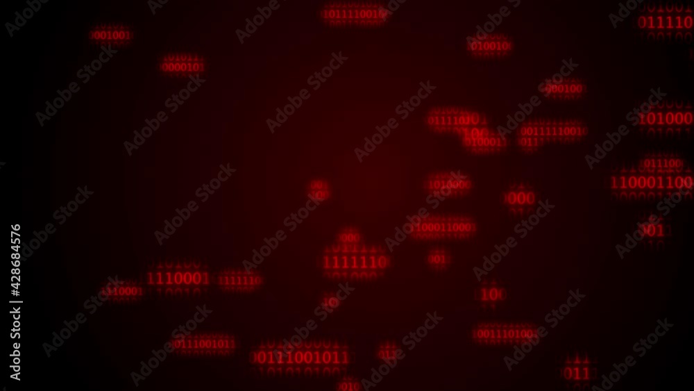 Close up Futuristic digital data code green and red color screen. Abstract binary code background.