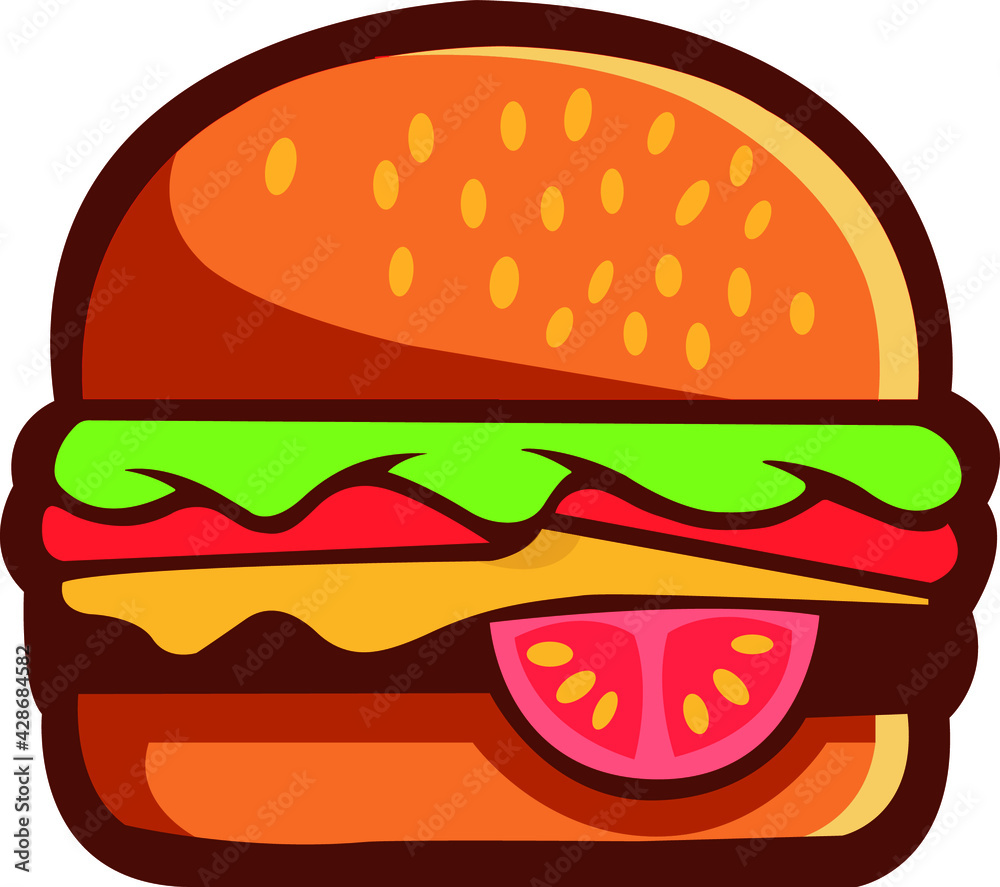 Hamburger on white cartoon style vector illustration Hamburger on white cartoon style vector illustration